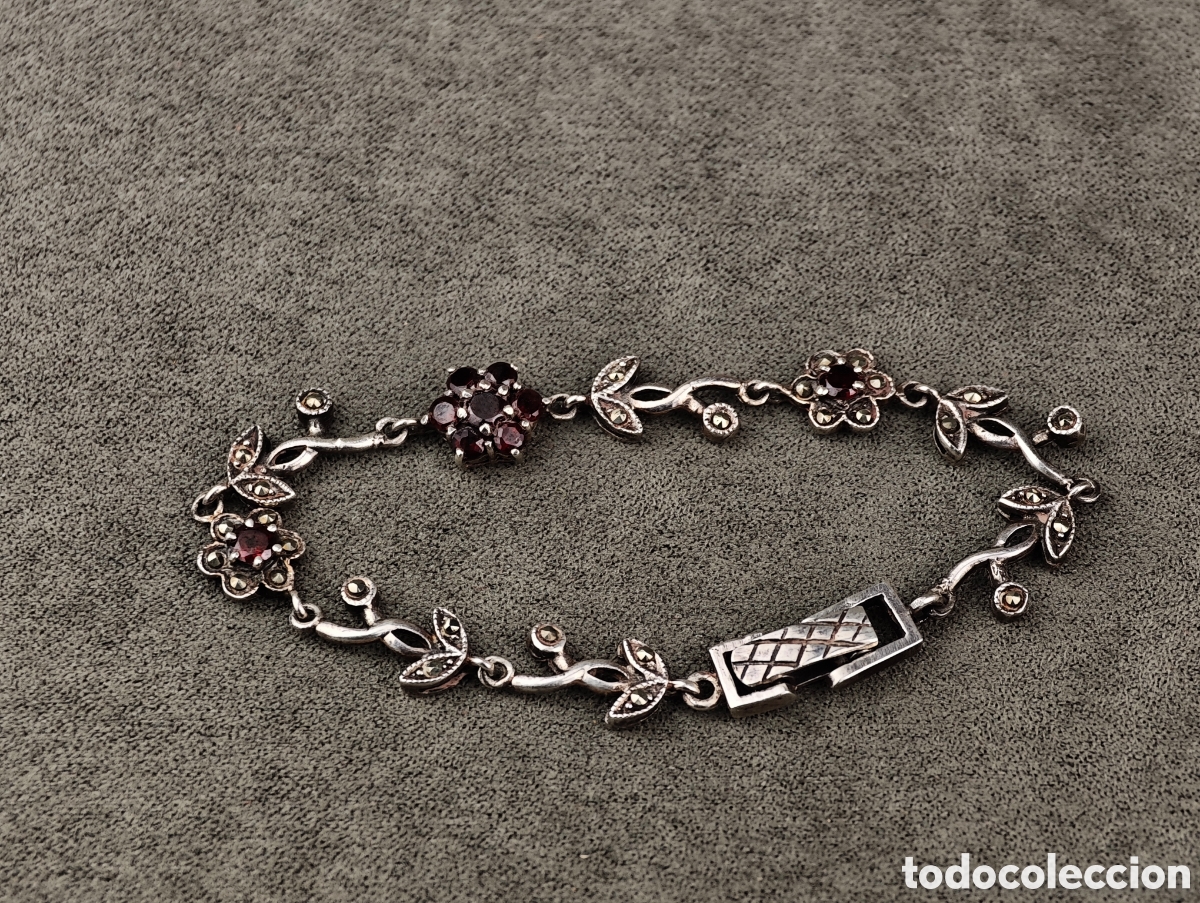 Joyeria: Antigua Pulsera de Plata y Granates - Foto 1