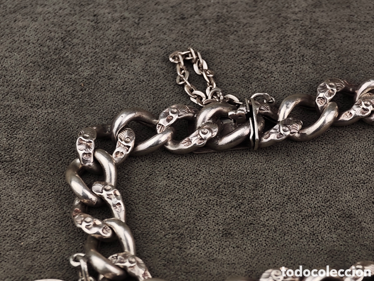 Joyeria: Antigua Pulsera de Plata Moneda y un Pez - Foto 4