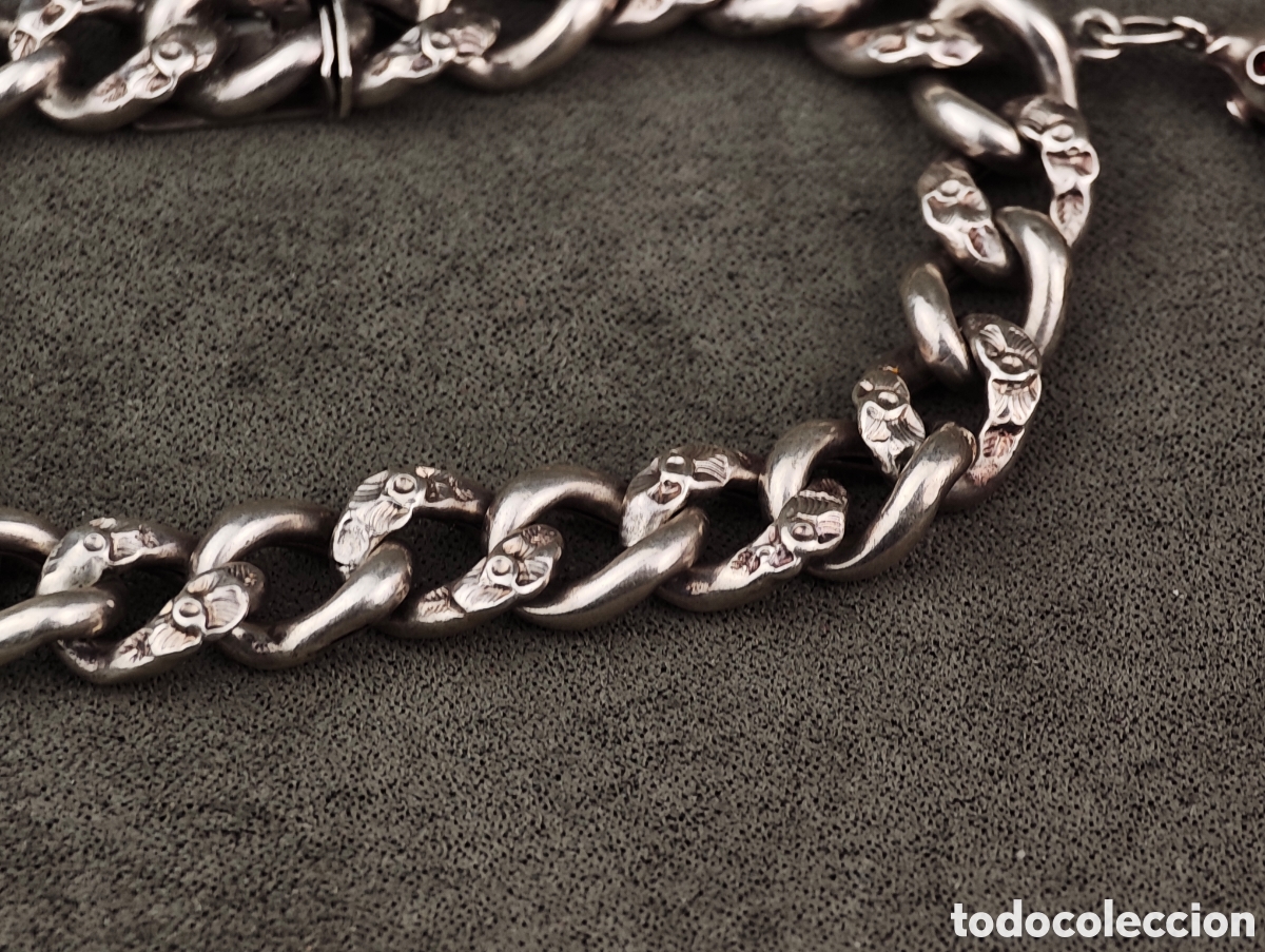 Joyeria: Antigua Pulsera de Plata Moneda y un Pez - Foto 7