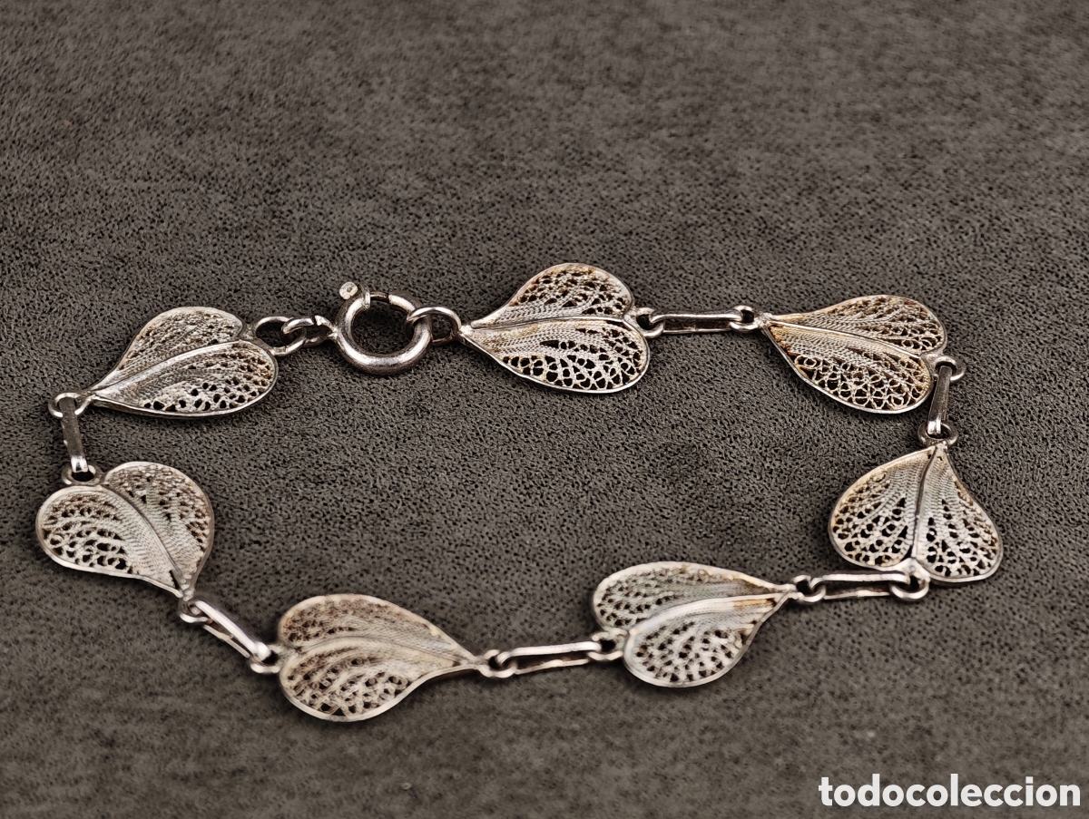 Joyeria: Antigua Pulsera de Filigrana de Plata - Foto 7