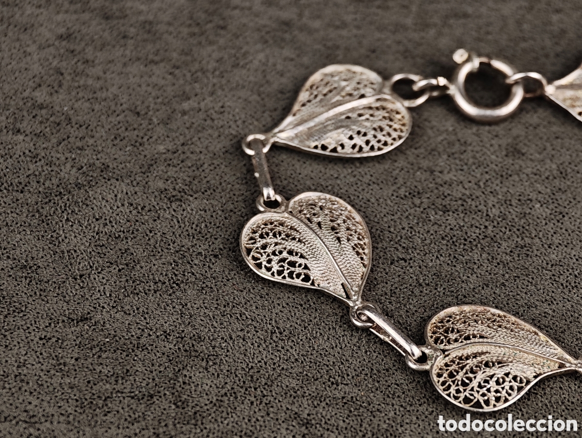 Joyeria: Antigua Pulsera de Filigrana de Plata - Foto 8