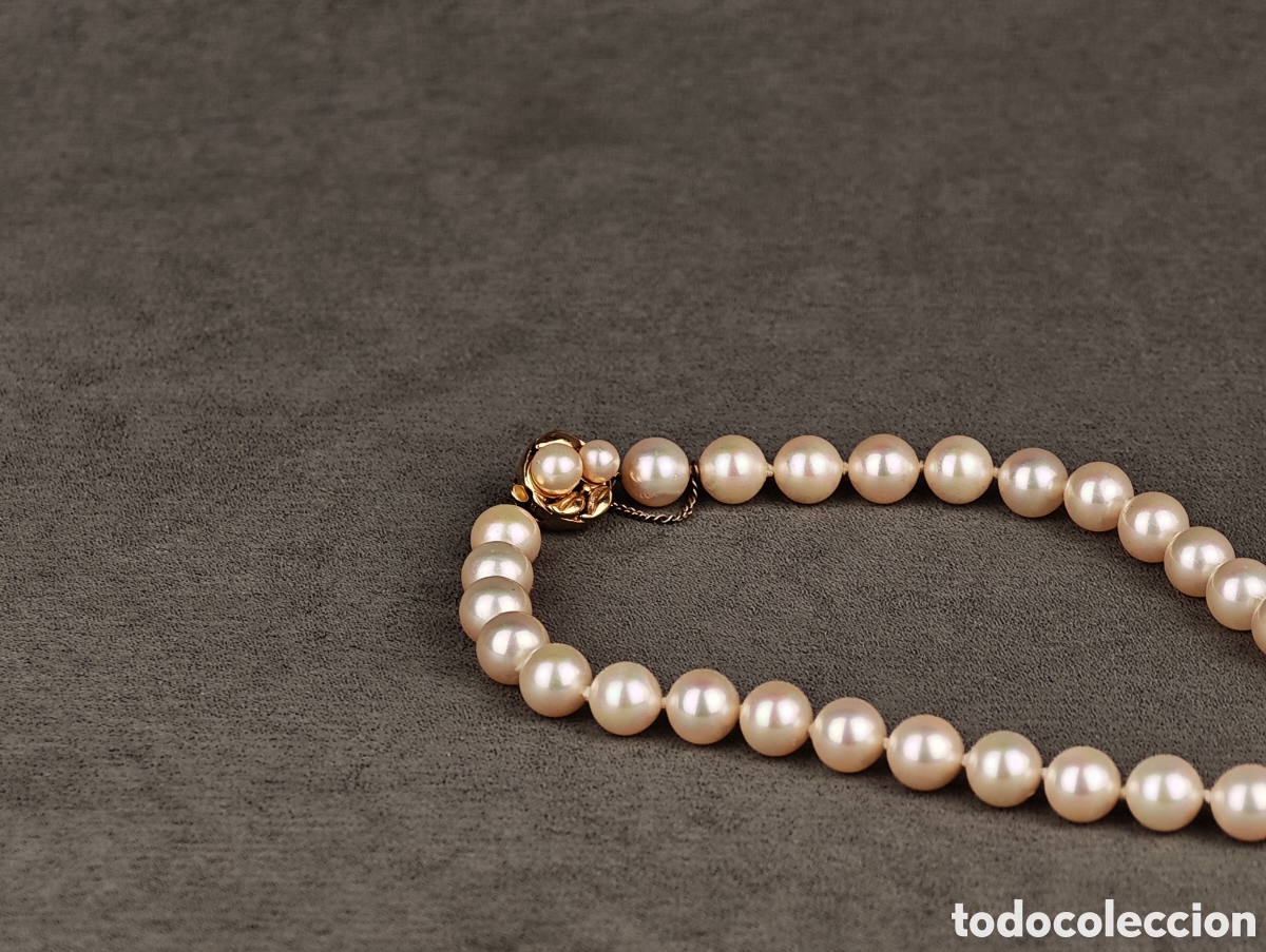Joyeria: Antigua Collar S&iacute;mil Perlas Cierre de Plata Dorada - Foto 2