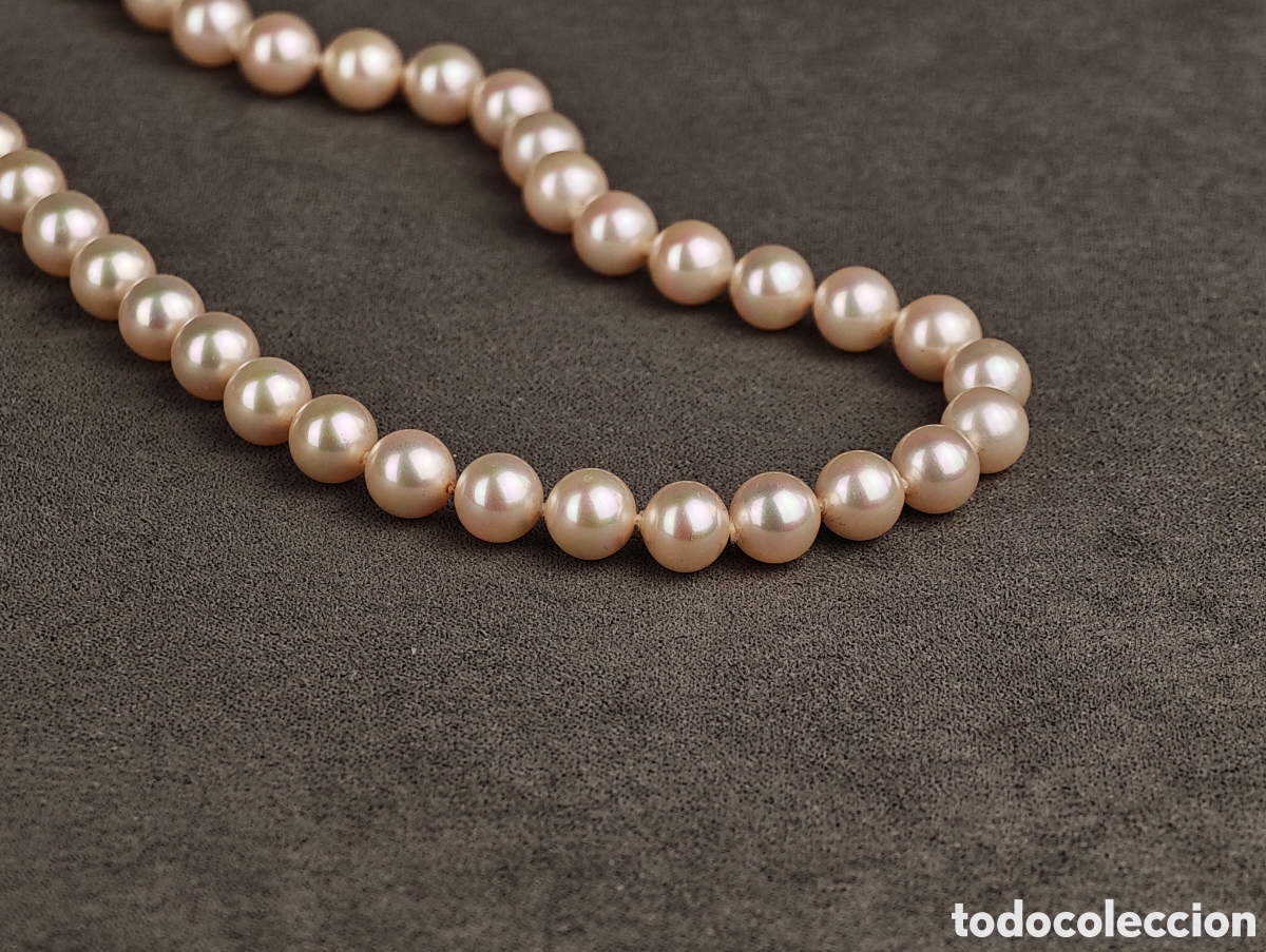 Joyeria: Antigua Collar S&iacute;mil Perlas Cierre de Plata Dorada - Foto 6