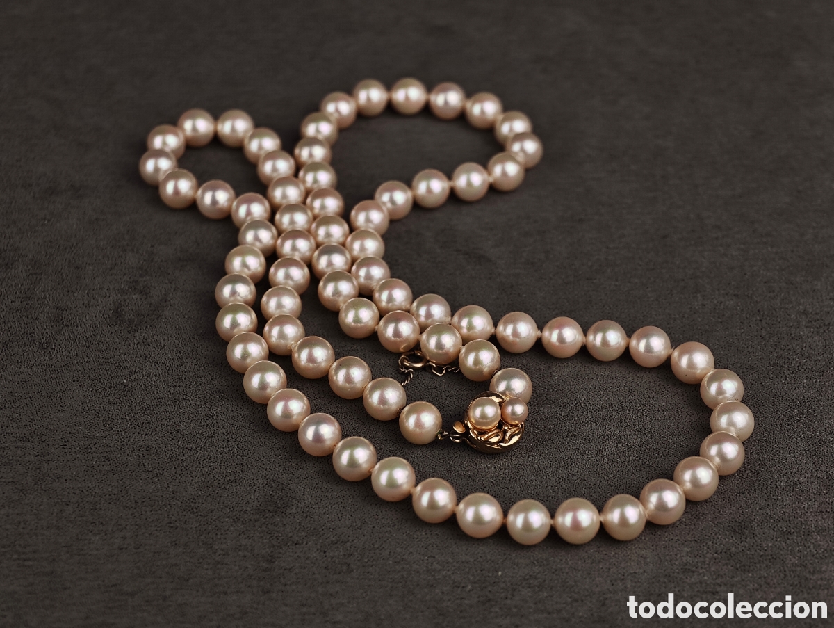 Joyeria: Antigua Collar S&iacute;mil Perlas Cierre de Plata Dorada - Foto 8
