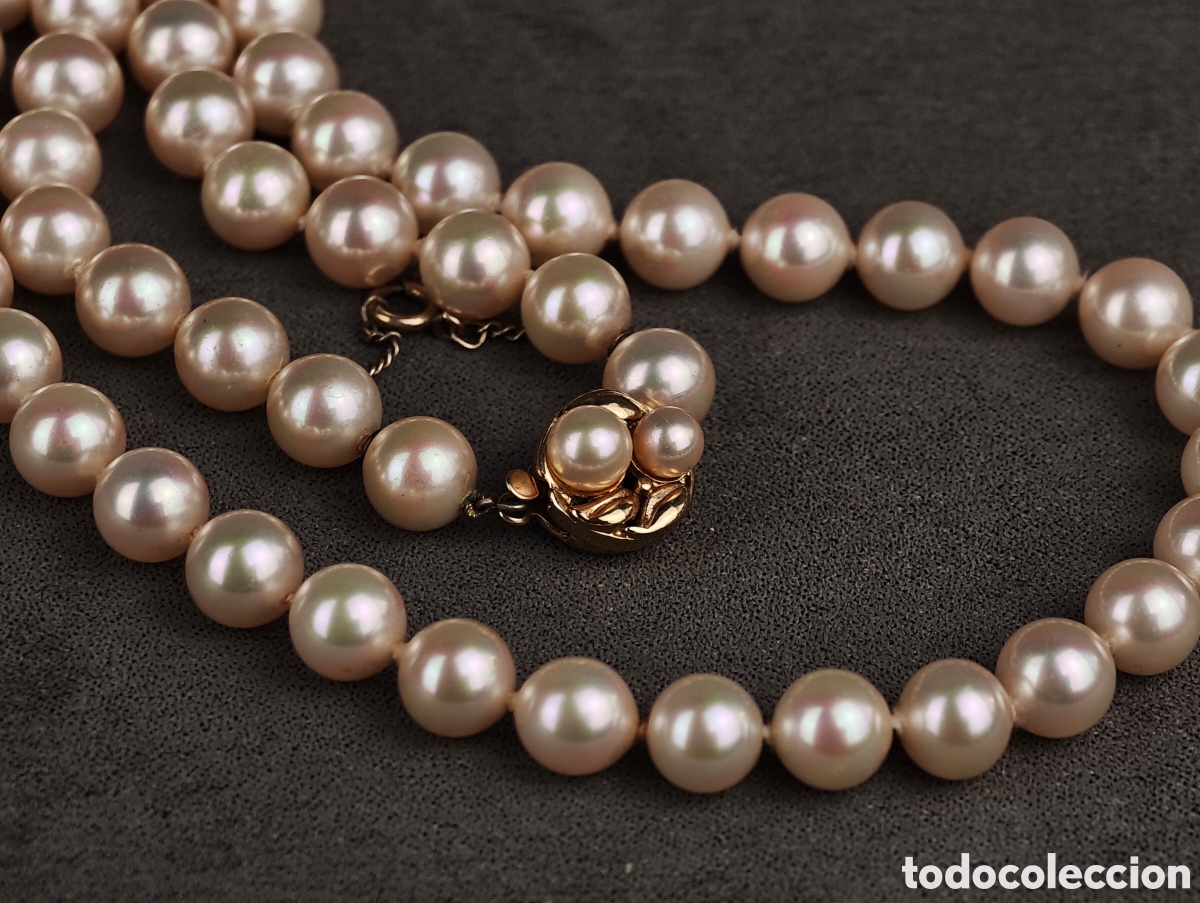 Joyeria: Antigua Collar S&iacute;mil Perlas Cierre de Plata Dorada - Foto 9