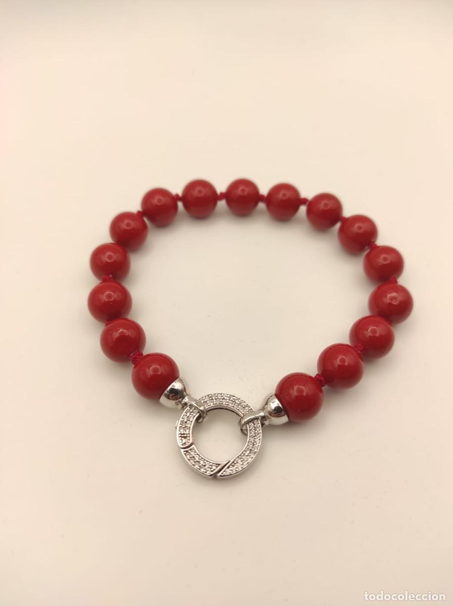 Joyeria: Pulsera con cierre de plata y bolas rojas - Foto 1