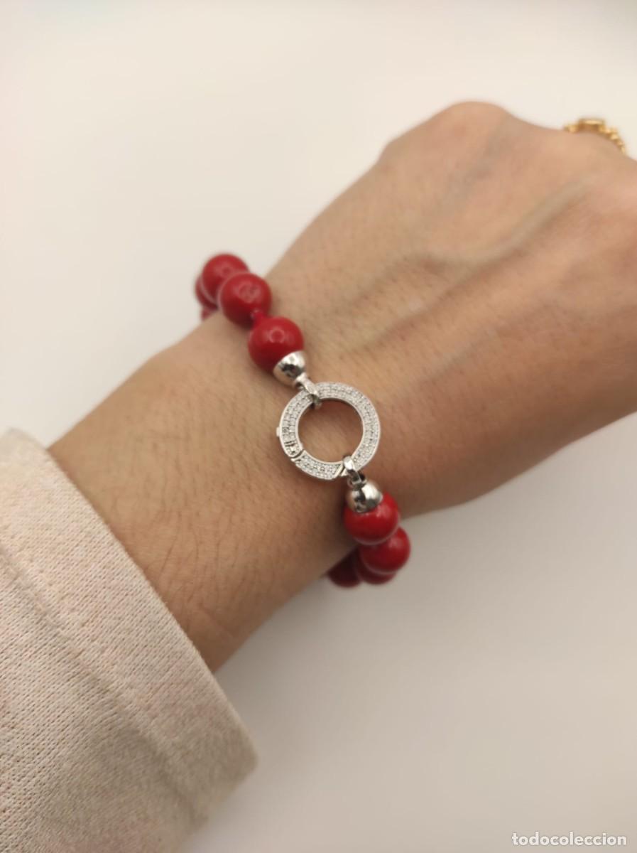 Joyeria: Pulsera con cierre de plata y bolas rojas - Foto 2