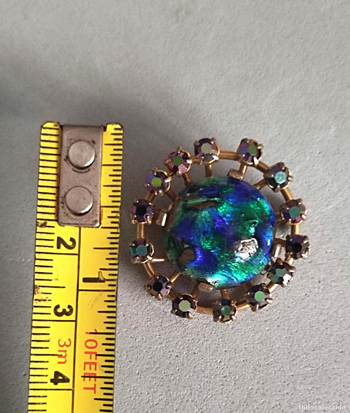 Joyeria: Broche dorado con cristal dicroico. - Foto 2