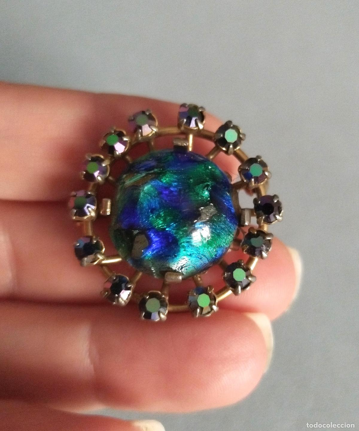 Joyeria: Broche dorado con cristal dicroico. - Foto 3