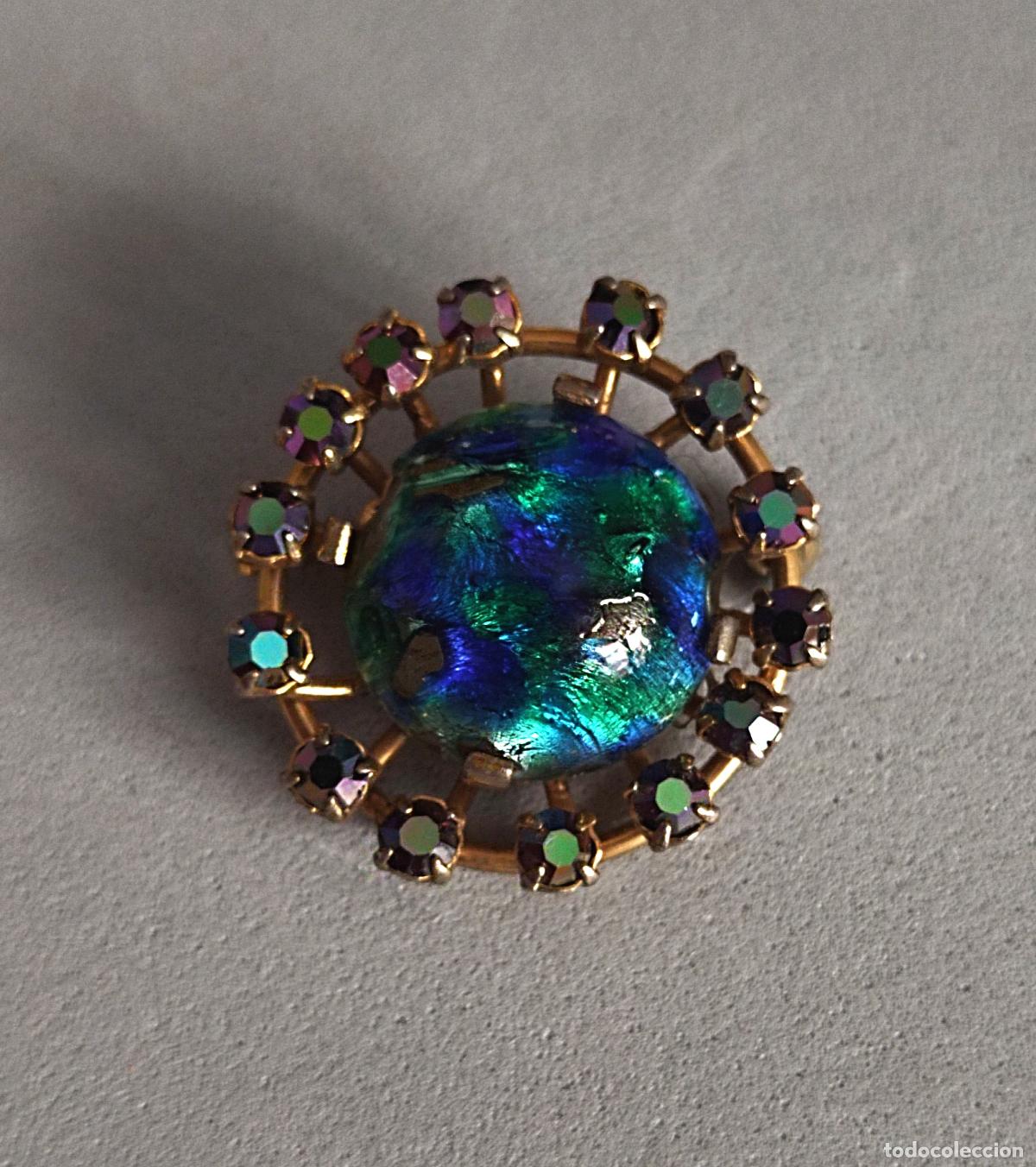 Joyeria: Broche dorado con cristal dicroico. - Foto 5