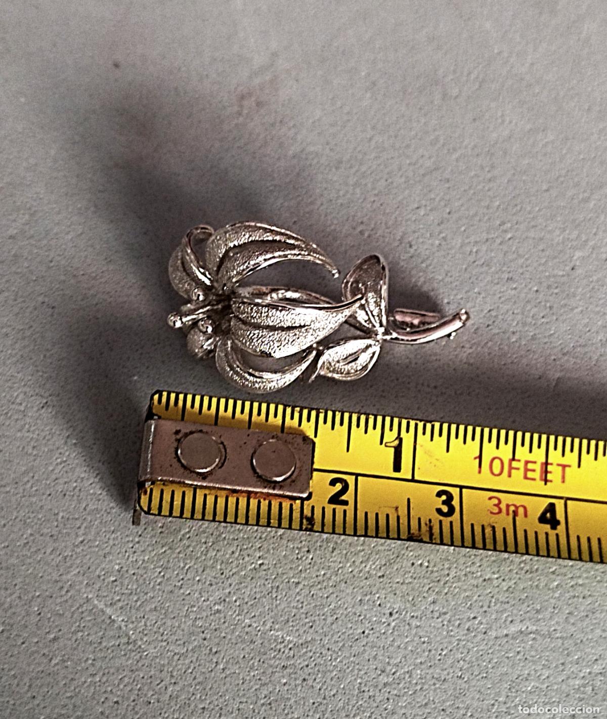 Joyeria: Antiguo broche de plata de ley contrastada, flor. - Foto 2