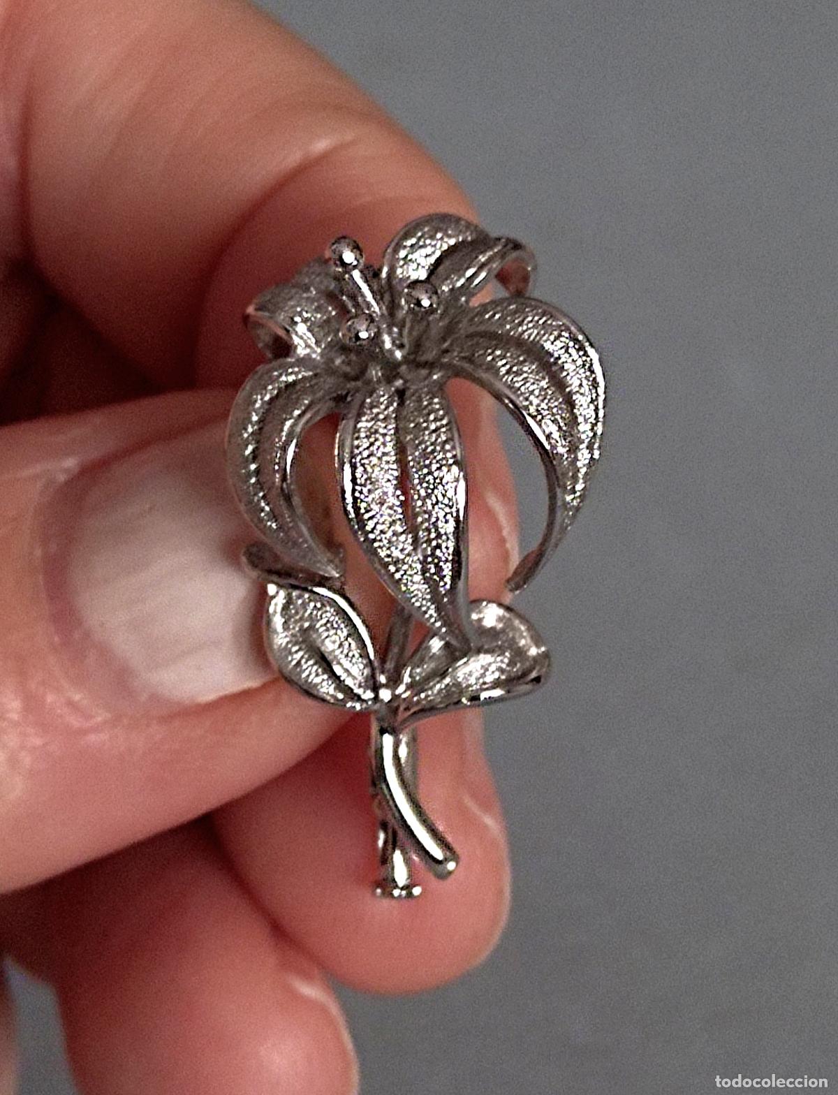 Joyeria: Antiguo broche de plata de ley contrastada, flor. - Foto 6