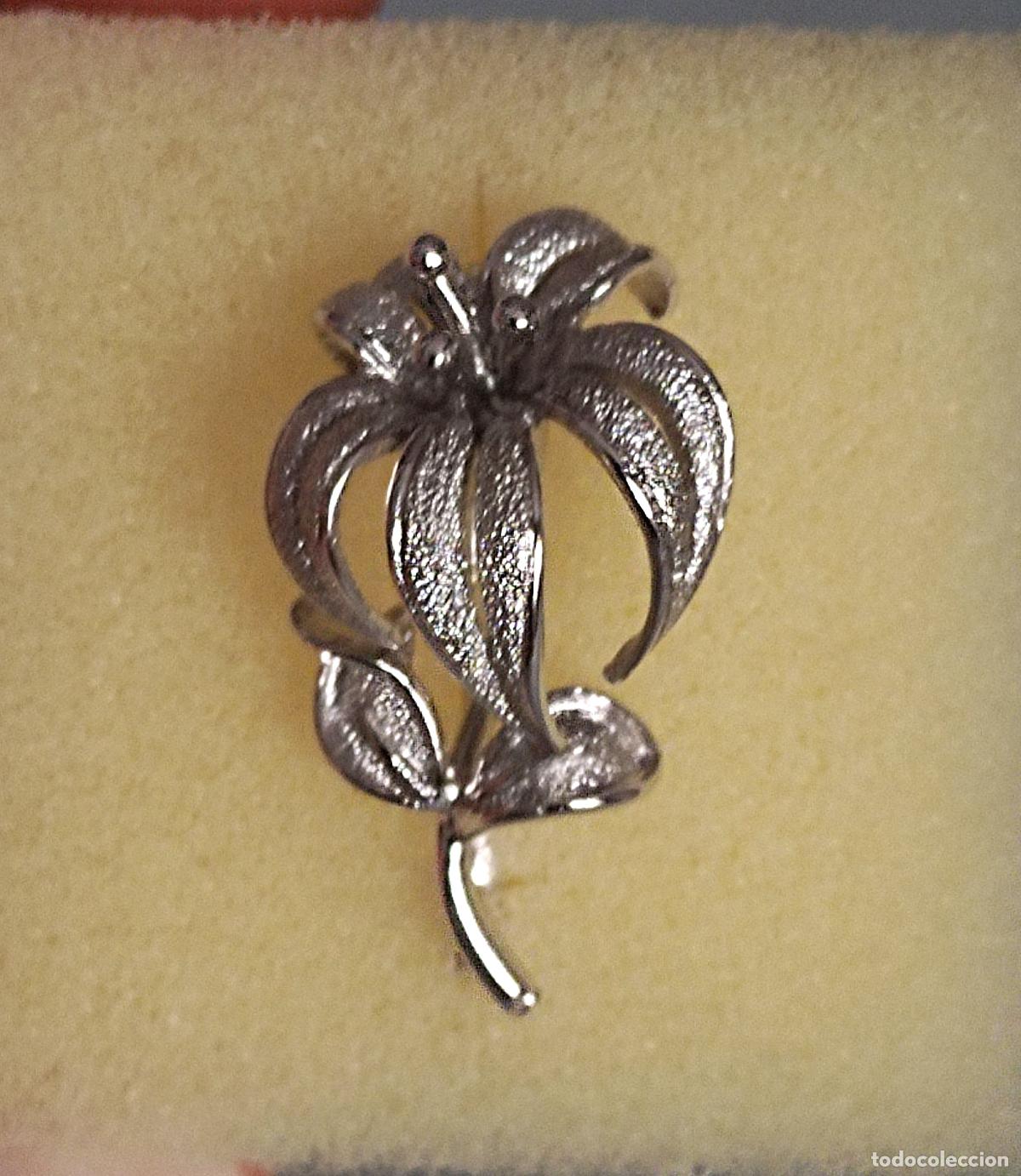 Joyeria: Antiguo broche de plata de ley contrastada, flor. - Foto 7