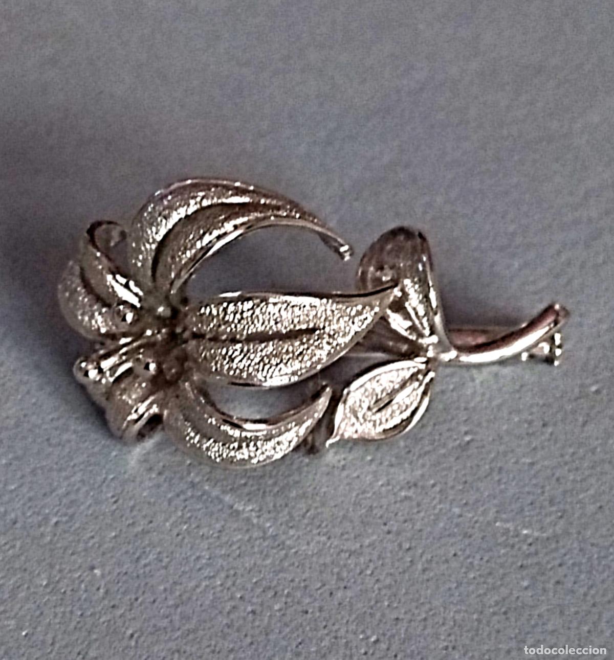 Joyeria: Antiguo broche de plata de ley contrastada, flor. - Foto 8