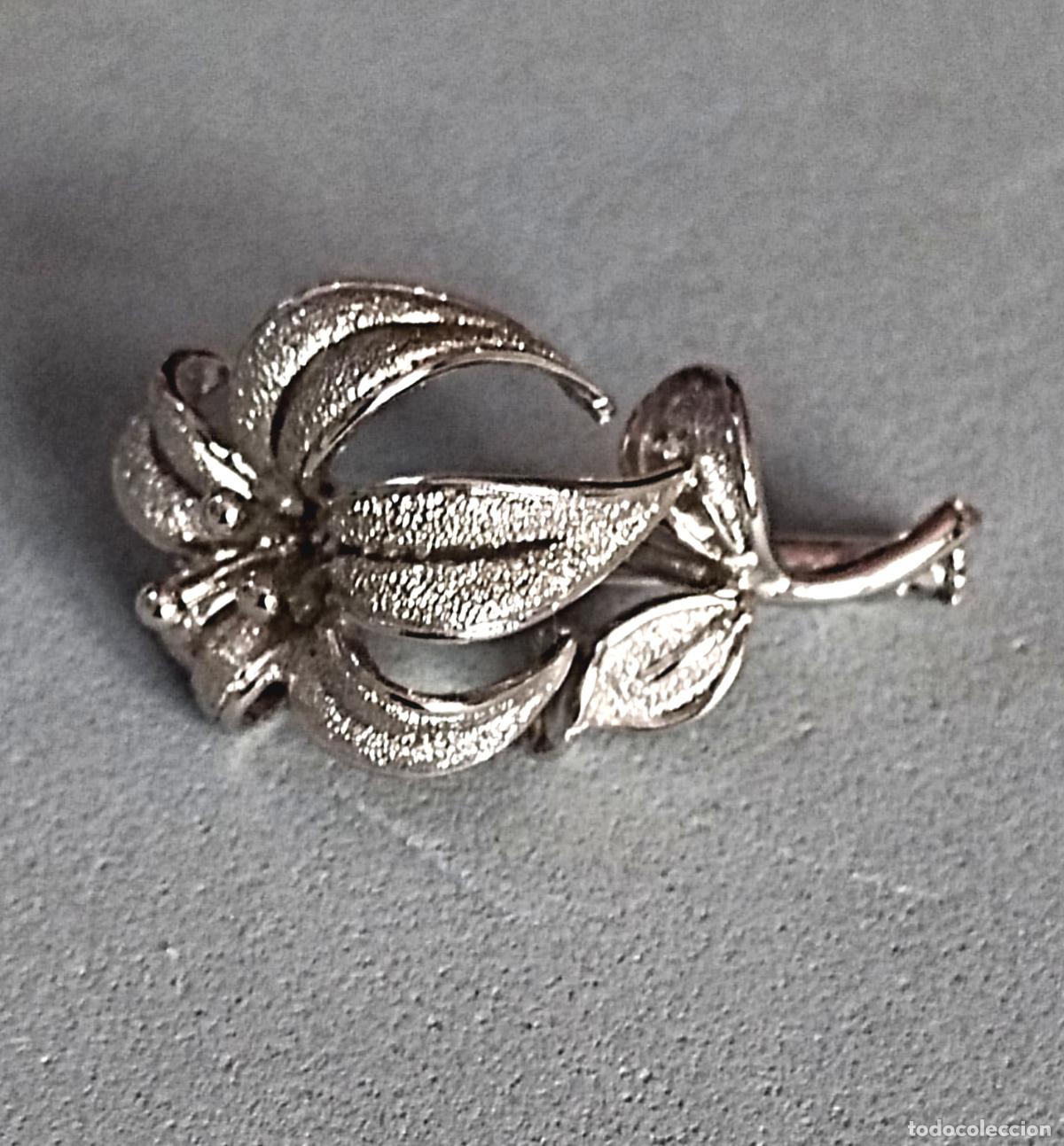 Joyeria: Antiguo broche de plata de ley contrastada, flor. - Foto 1