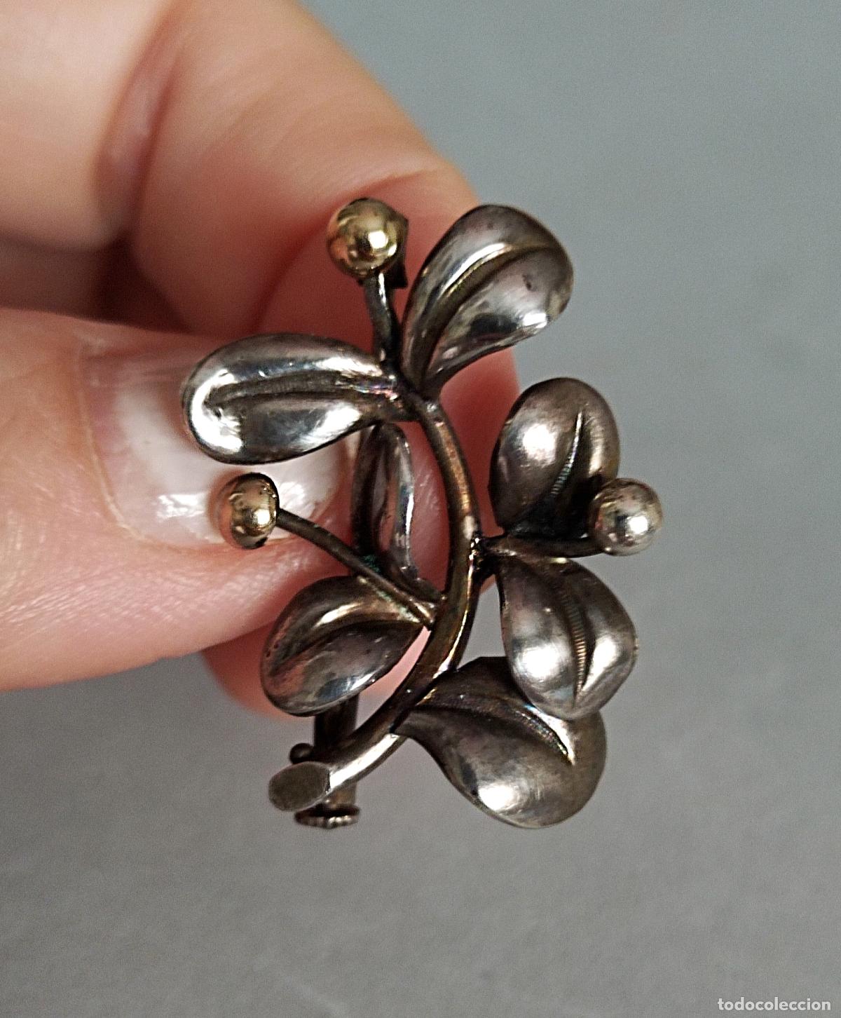 Joyeria: Antiguo broche de plata de ley envejecida. - Foto 1