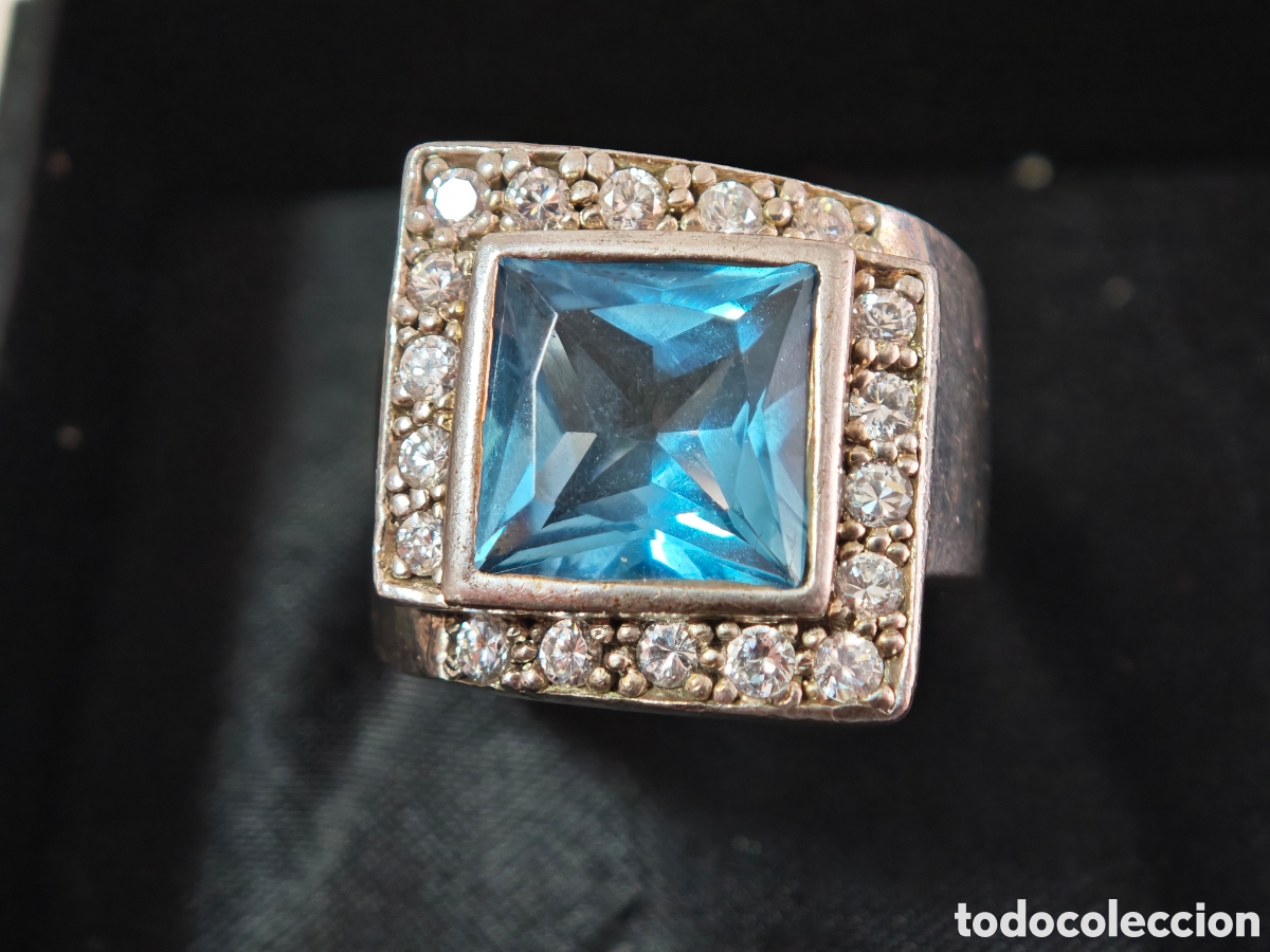 Joyeria: Anillo de plata de ley macizo con topacio Londres - Foto 2