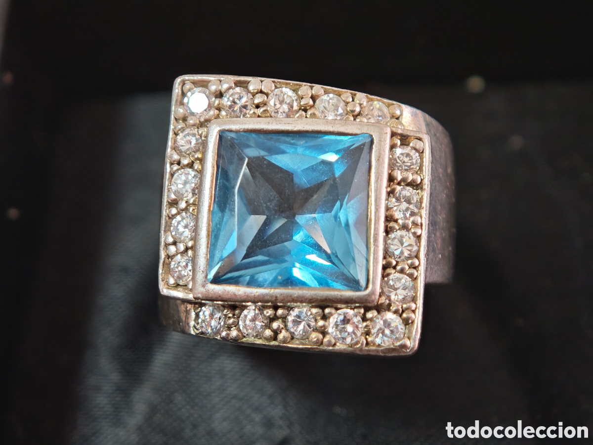 Joyeria: Anillo de plata de ley macizo con topacio Londres - Foto 1