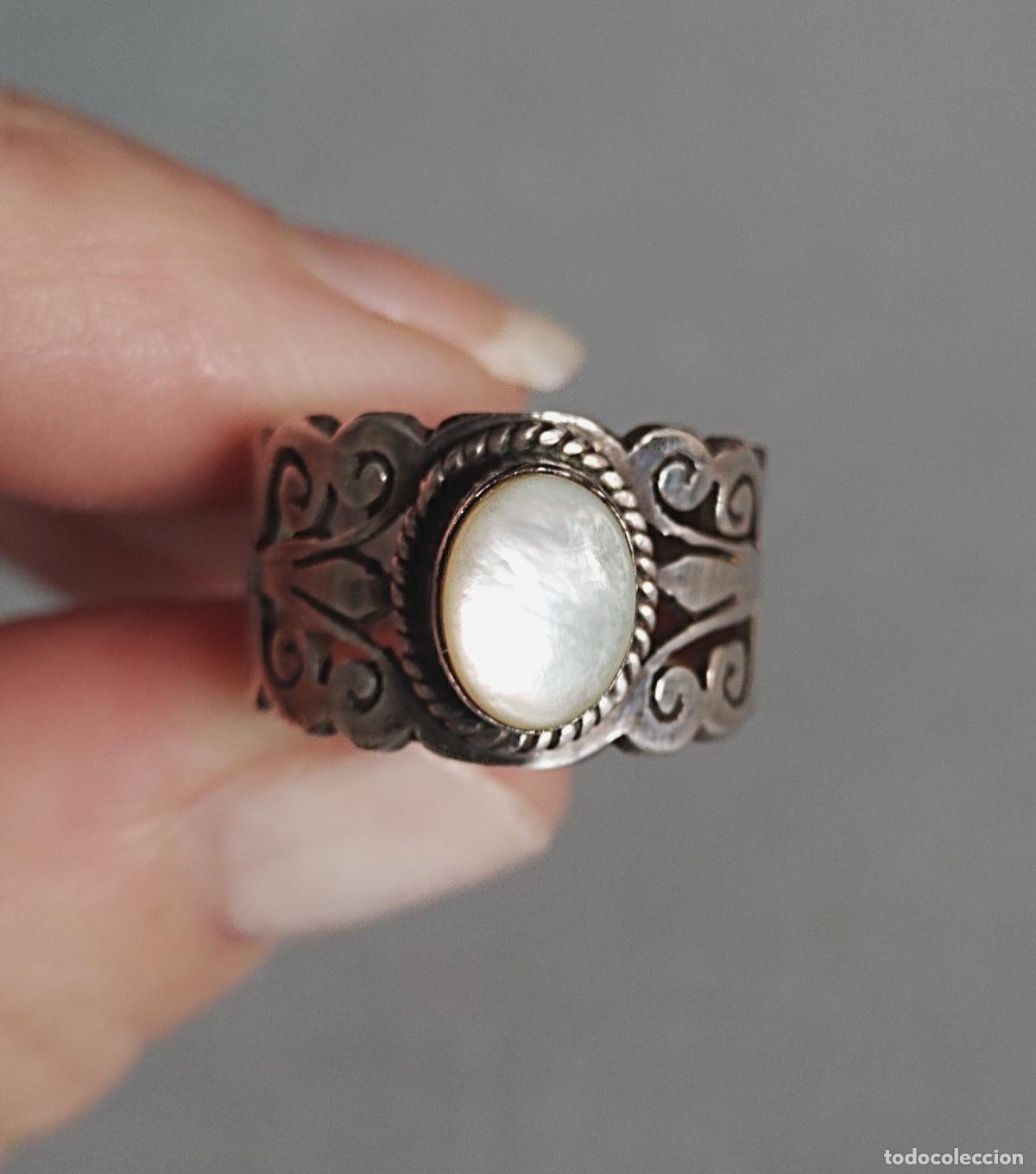 Joyeria: Anillo de plata de ley con n&aacute;car engastado. - Foto 4