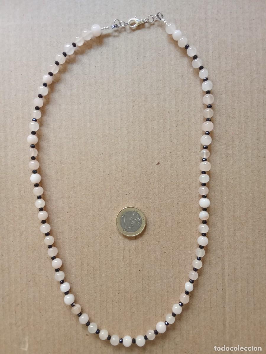 Joalharia: collar hecho a mano cuentas aventurina ( 8 mm )y &oacute;nice ( 2 mm ) 60 cm / 35 gr cierre plateado