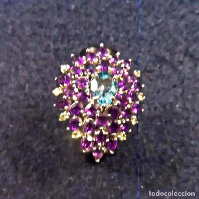 Joyeria: ANILLO DE PLATA CON GRAN ORLA DE GEMAS MULTICOLOR. PLATA DE LEY - Foto 5