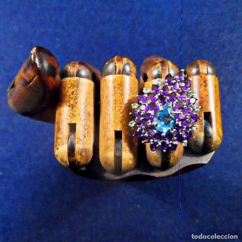 Joyeria: ANILLO DE PLATA CON GRAN ORLA DE GEMAS MULTICOLOR. PLATA DE LEY - Foto 1