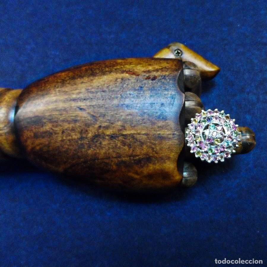 Joyeria: ANILLO DE PLATA CON ORLAS CON GEMAS MULTICOLORES. PLATA DE LEY - Foto 2