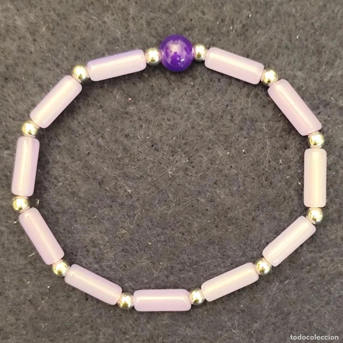 Schmuck: PULSERA ELASTICA DE ALPACA BARRAS Y BOLA DE AMATISTA
