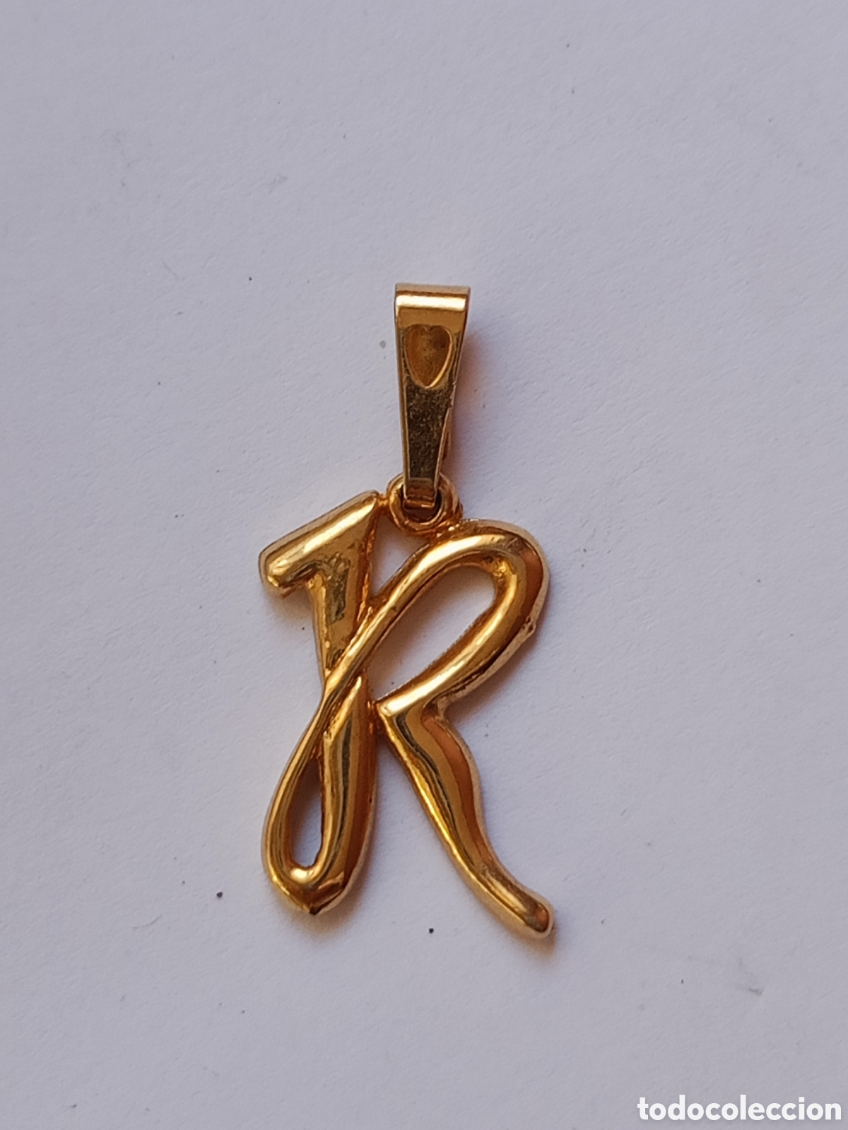 Joaillerie: Colgante inicial letra R chapado oro a&ntilde;os 80