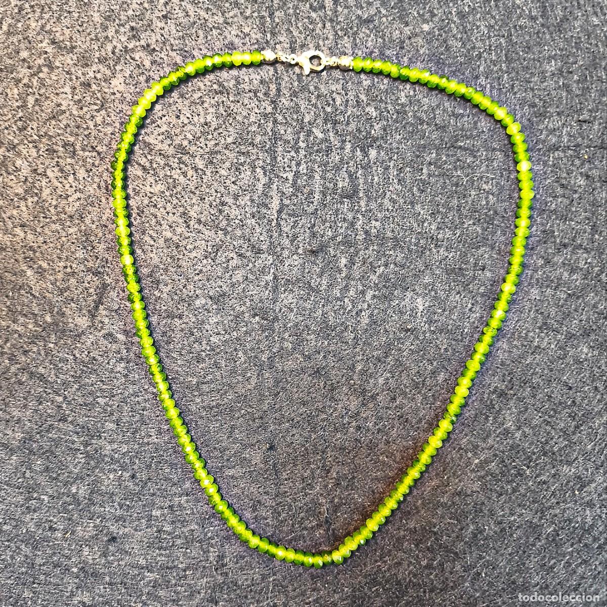 Joyeria: GARGANTILLA DE PERiDOTO FACETADO 4,5 MM Y ALPACA PLATEADA.MED. 45 CMS