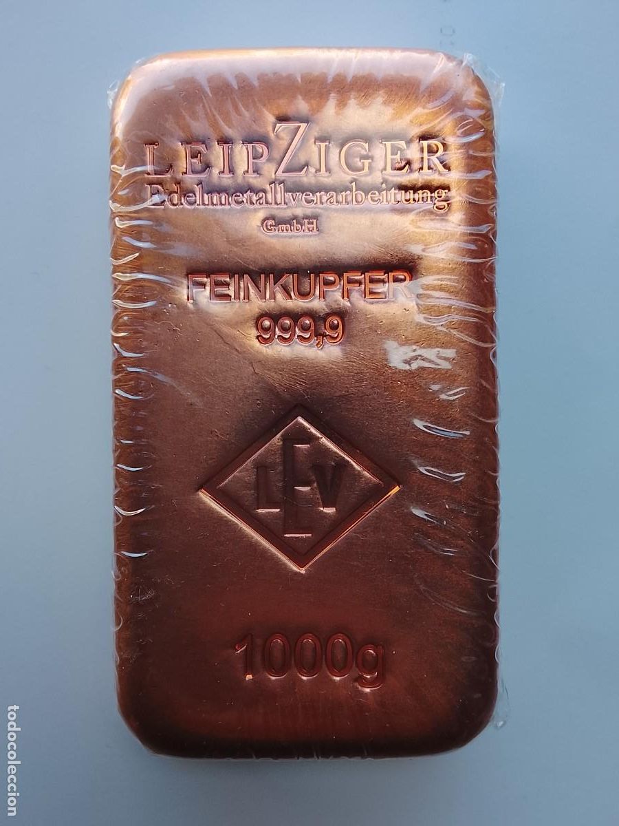 Schmuck: Lingote 1000 gramos de cobre puro, fabricado en Alemania