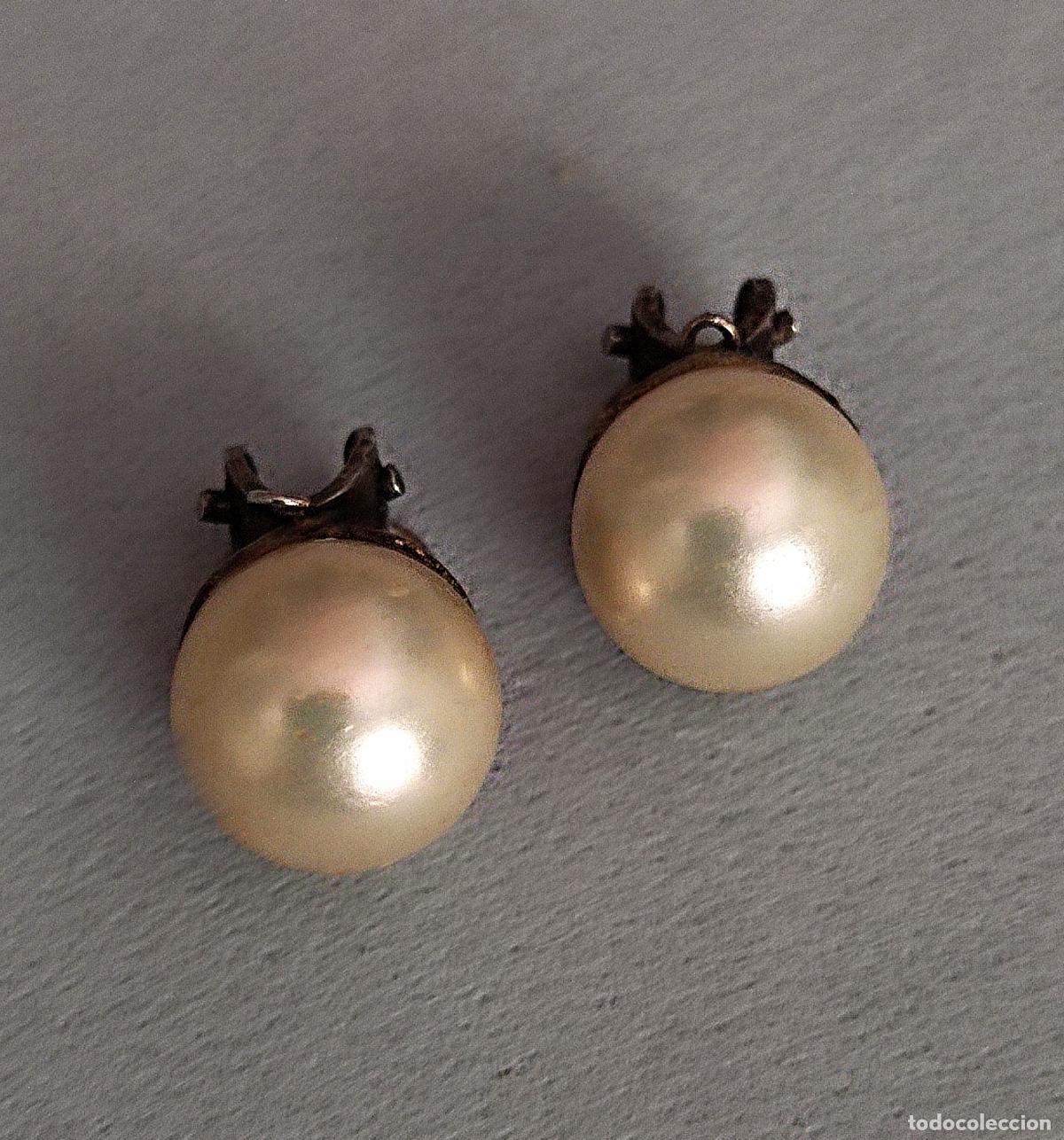 Joyeria: Pendientes plata de ley con perla. Cierre de clip. - Foto 4