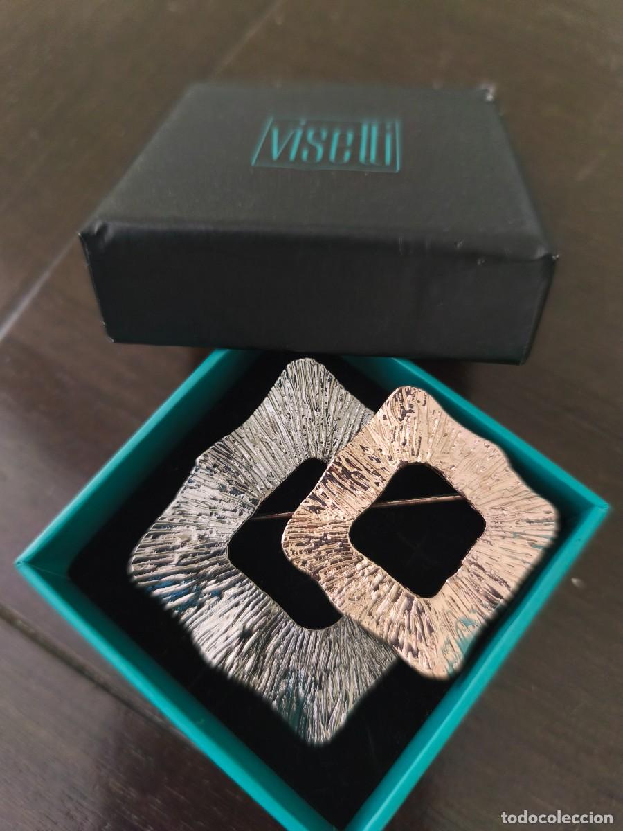 Joaillerie: Broche vintage formas geom&eacute;tricas en color cobre y plata.