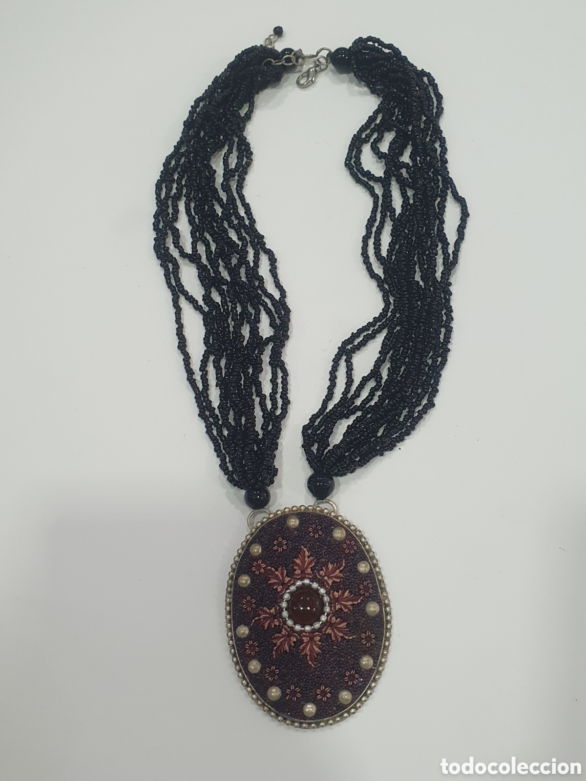 Joalharia: Colgante gargantilla vintage piedras negras. (L61)