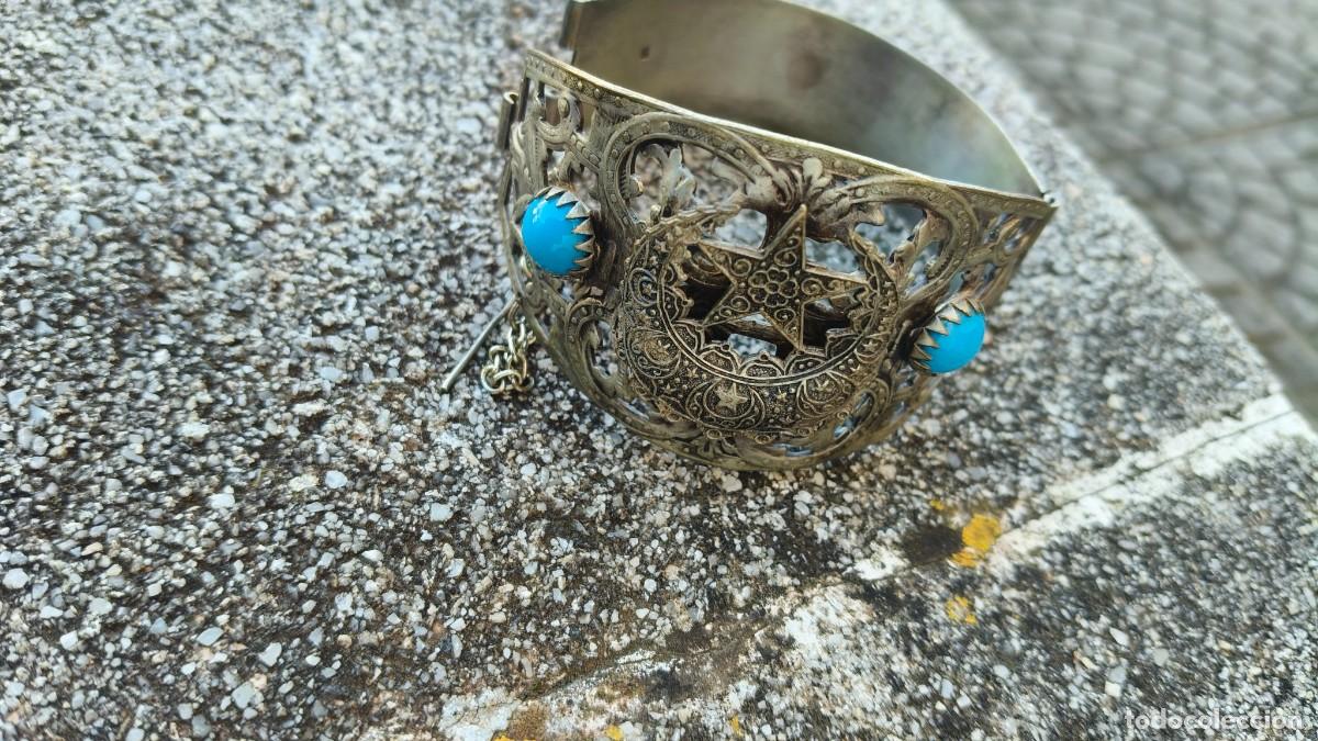 Joalharia: Bracelet bronze argent&eacute; oriental 1970