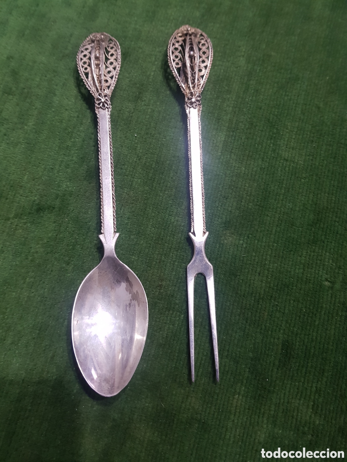 Joyeria: Cubiertos con filigranas postre de plata 830 pureza - Foto 3