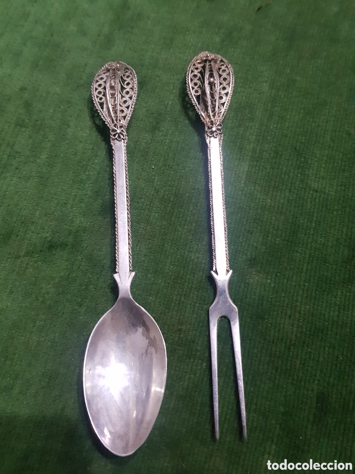 Joyeria: Cubiertos con filigranas postre de plata 830 pureza - Foto 1