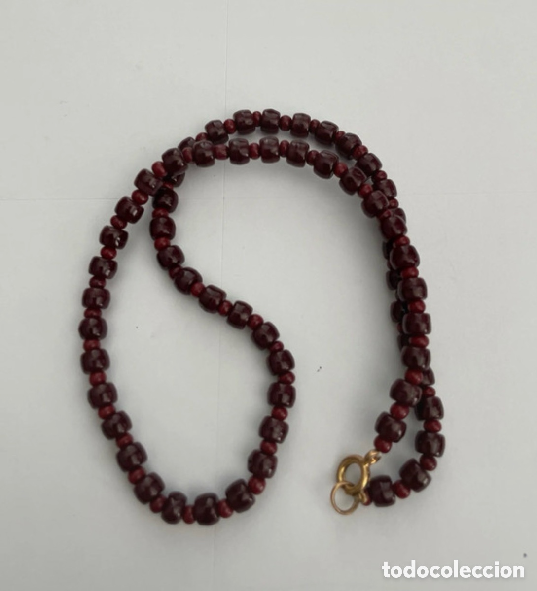 Gioielleria: Antigua collar con cuentas de cristal rojo (A5)