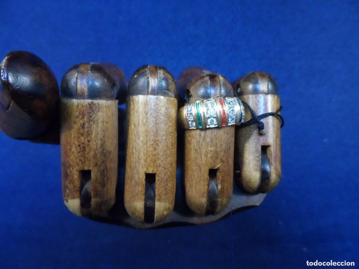 Joalharia: ANILLO DE PLATA CHAPADA EN ORO AMARILLO 18 KTS 3 BANDAS DE CIRCONITAS Y ESMALTES. PLATA DE LEY.