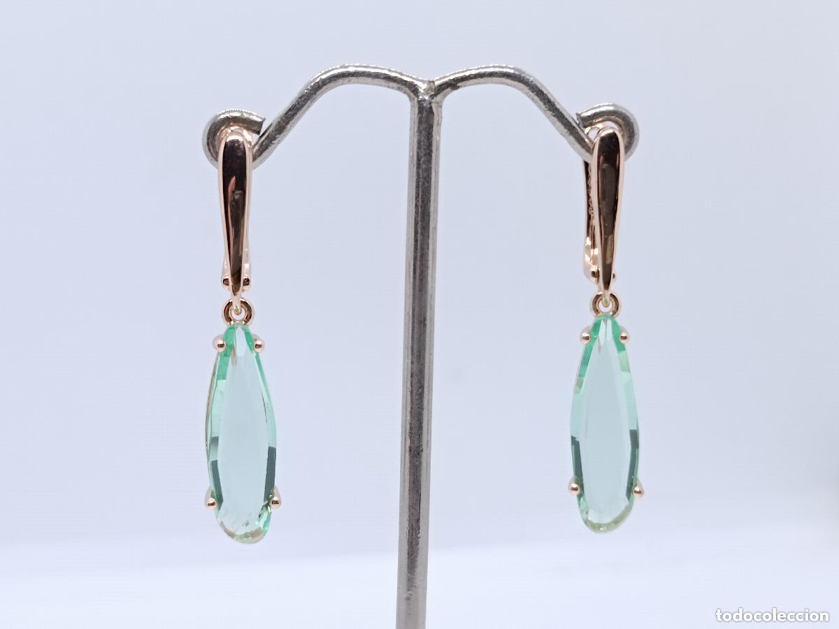 Joyeria: Elegantes pendientes en oro de 14k con aguamarinas talladas