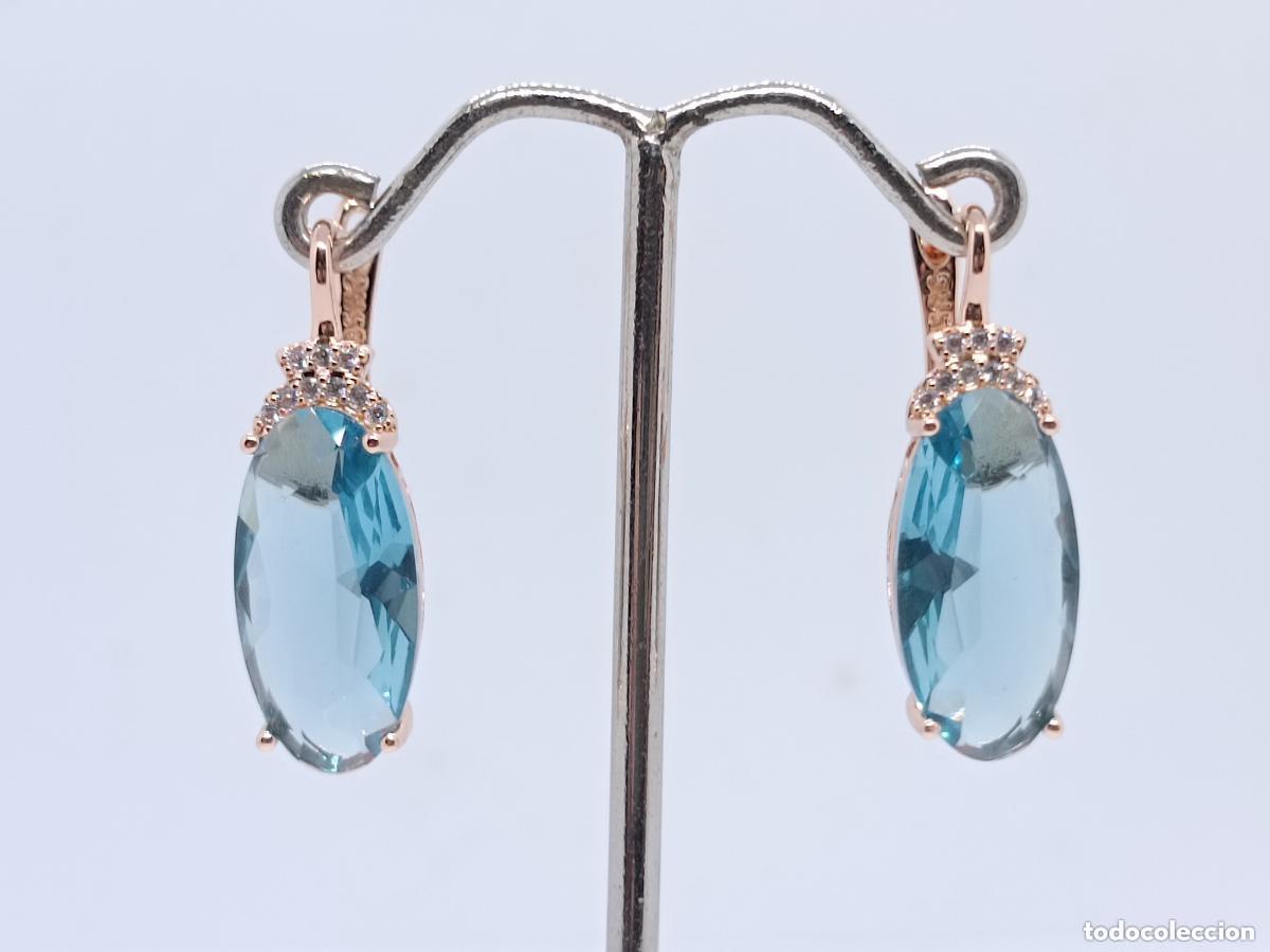 Jewelry: Preciosos pendientes en oro de 14k de dise&ntilde;o con aguamarinas