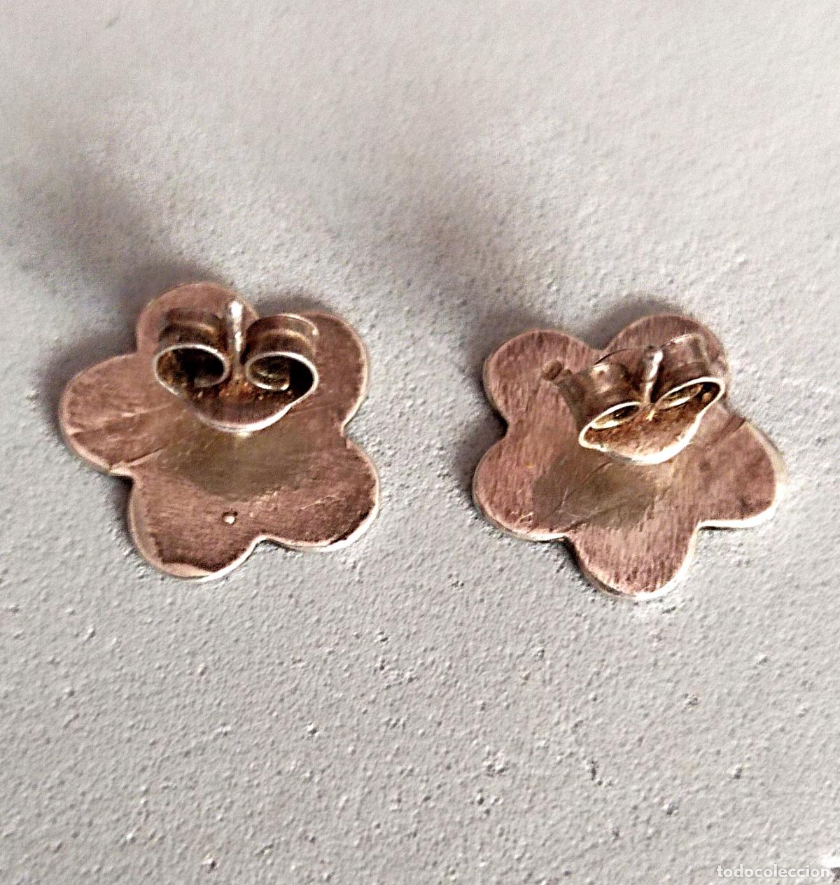 Joyeria: Pendientes de plata de ley contrastada, cierre de presi&oacute;n. Flor. - Foto 5