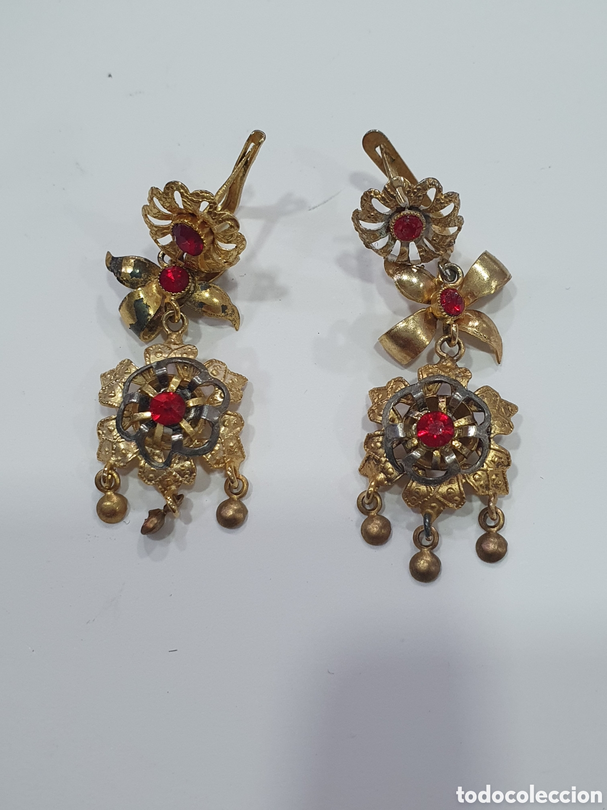 Joyeria: Pendientes plata de ley dorada para traje regional de gallega. (L127)