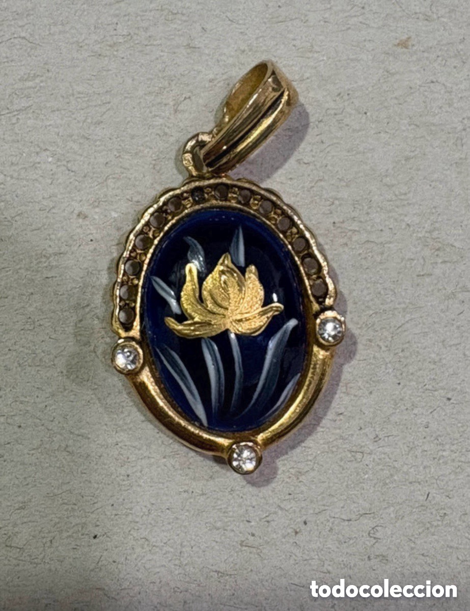 Joaillerie: Colgante plata de ley dorada con esmalte y piedras naturales (A21)