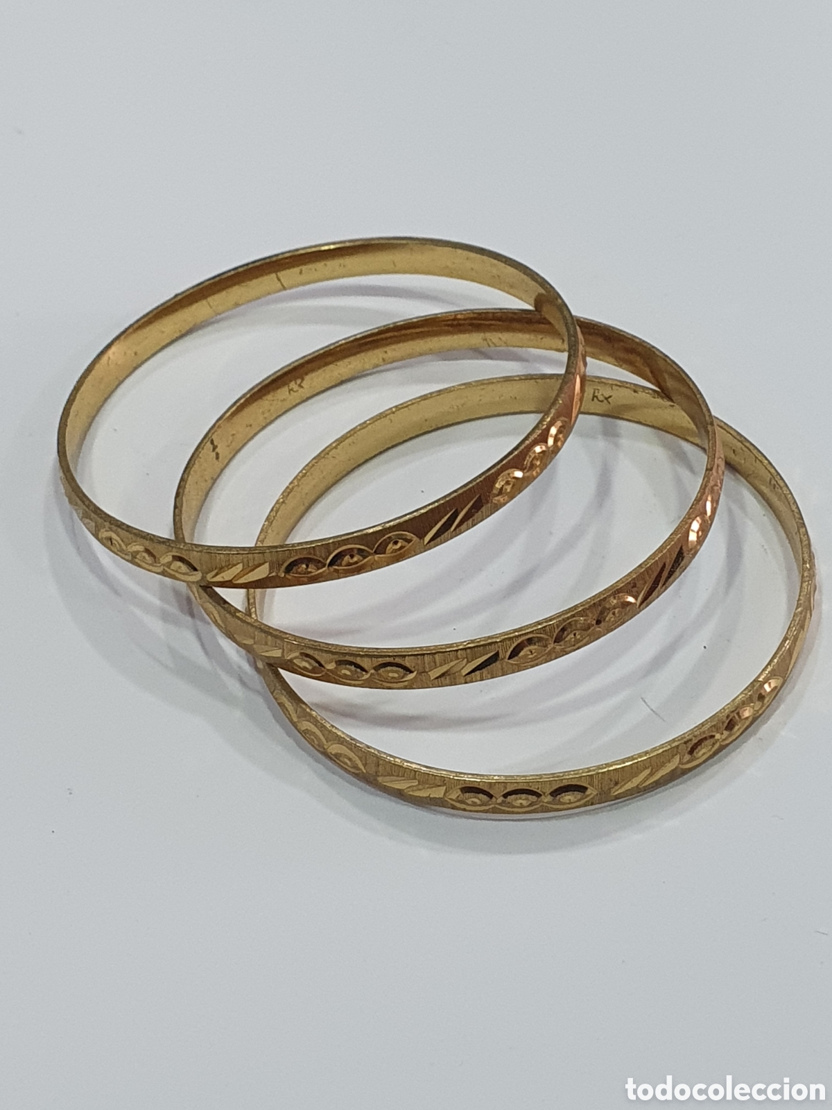 Gioielleria: Lote de 3 pulseras doradas vintage. (L65)