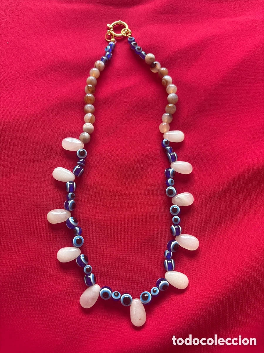Joaillerie: Collar ojo turco, piedra natural y &oacute;palo (A5)