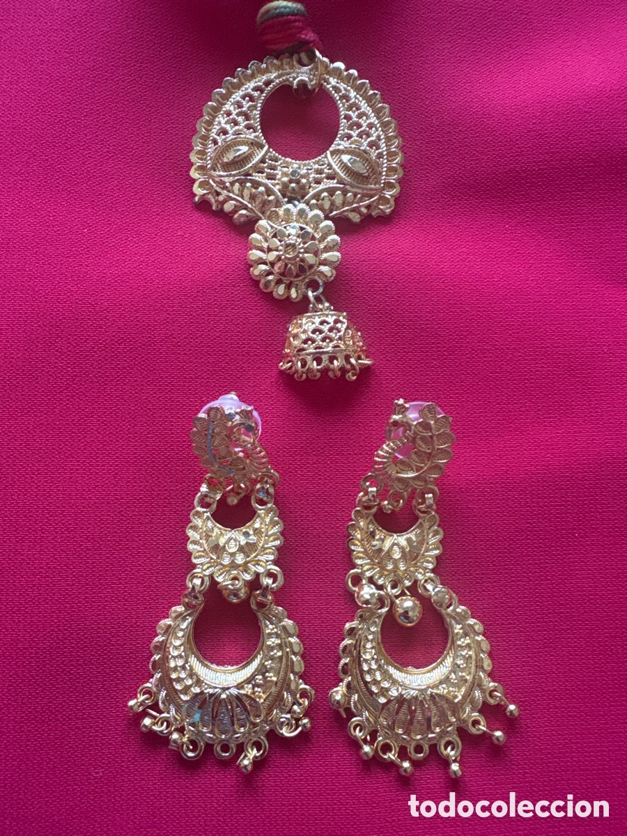 Schmuck: Pendientes y colgante regionales sapo Gallego dorados, Rai&ntilde;a galega (A16)