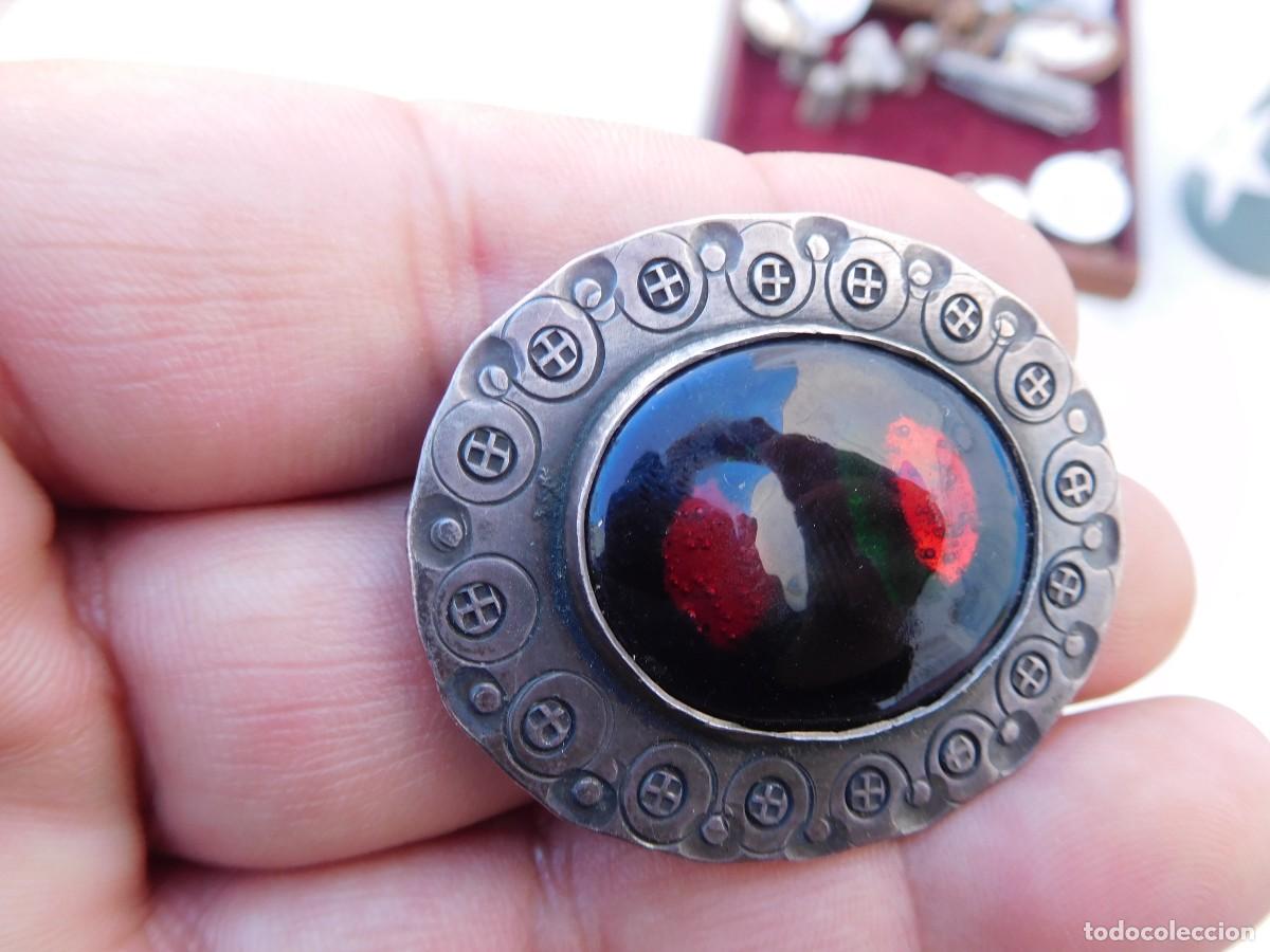 Joyeria: Broche antiguo de plata con esmalte central - Foto 4