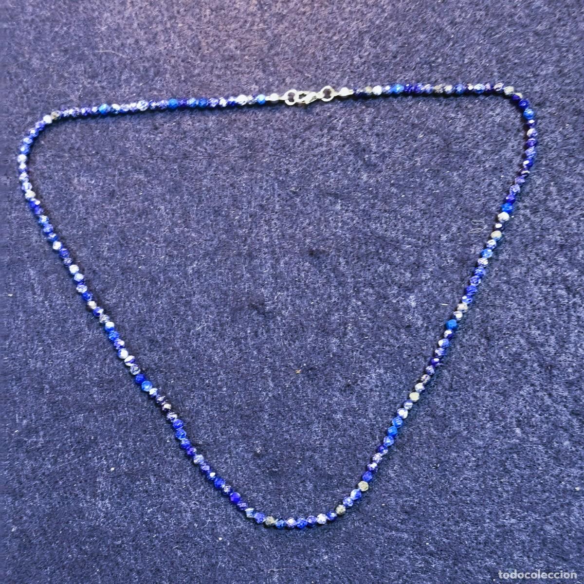 Joaillerie: GARGANTILLA DE LAPISLAZULI NATURAL FACETADO 3,50 MM Y ALPACA PLATEADA. MED. 48 CMS
