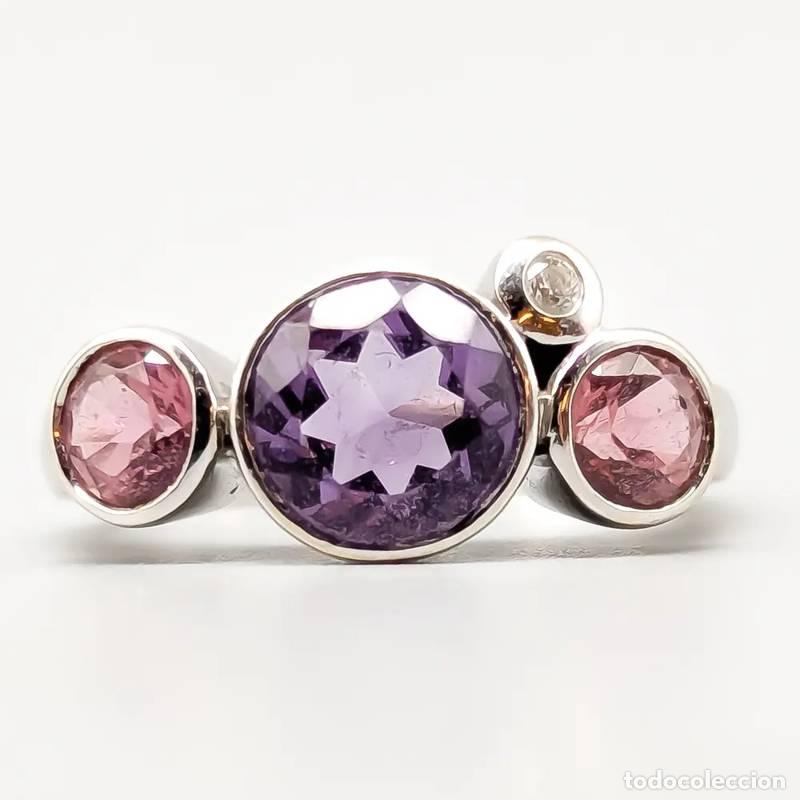 Joyeria: Anel de diamantes em ouro 14 quilates, 2,3 gramas, 15,75mm